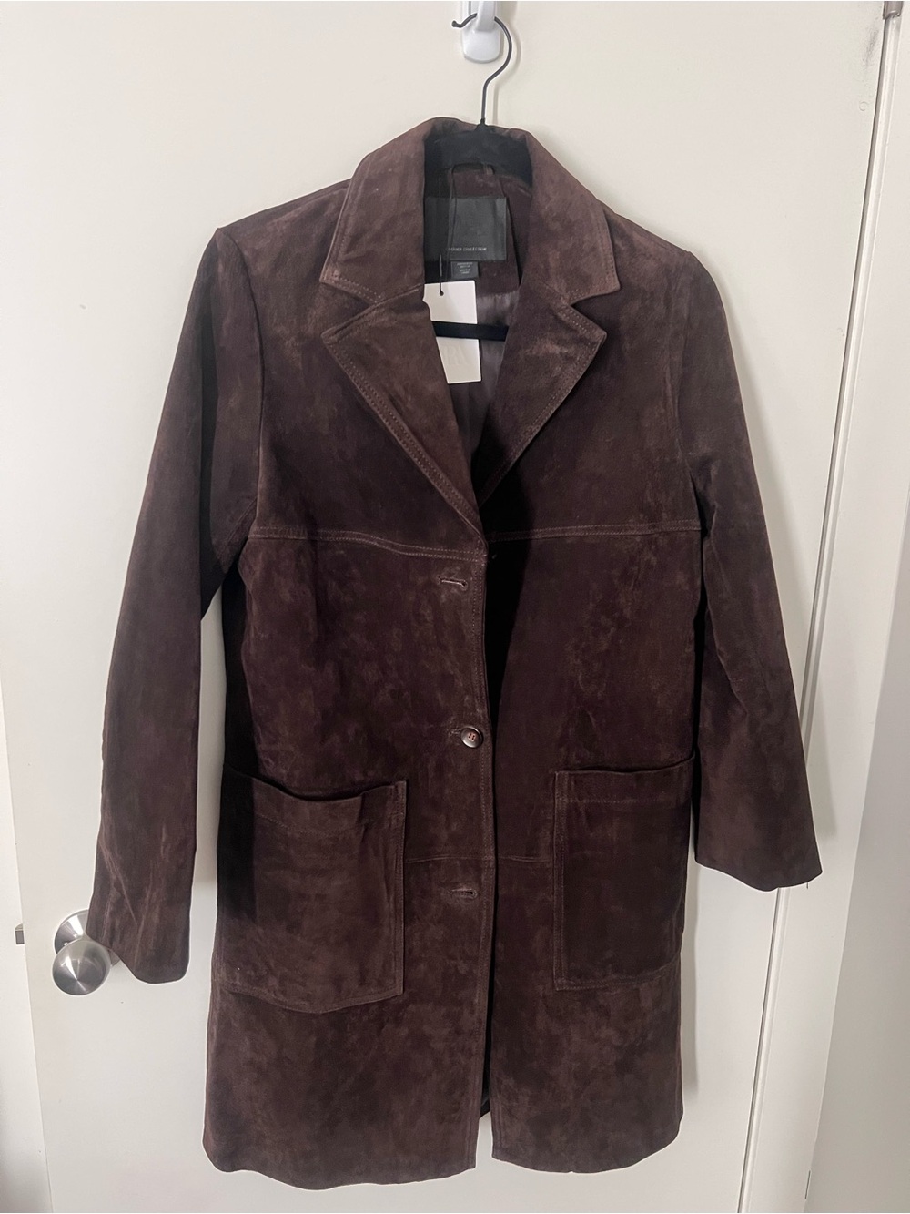 Zara Dark Brown Suede Long Coat
